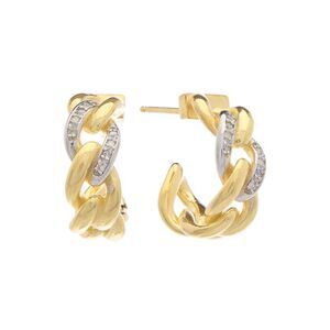Meshmerise 18K Over Silver 0.16 Ct. Tw. Diamond Hoops, Yellow